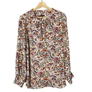 Talbots White Colorful Floral Long Sleeve 1X